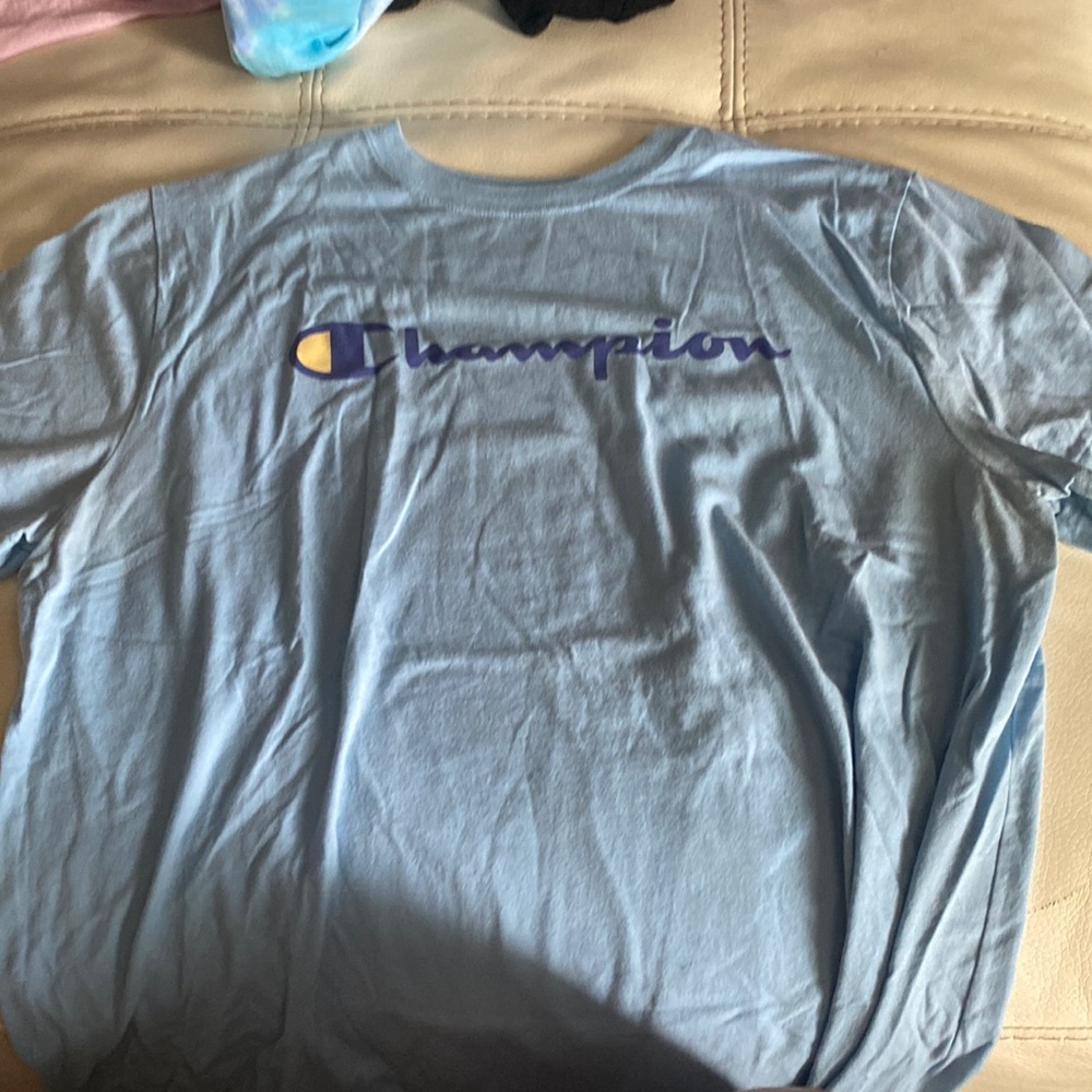 Baby blue champion shirt